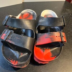 Birkenstock Black and Red Artistic Sandals